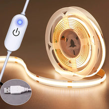 Load image into Gallery viewer, COB Lights LED Strip Touch Dimmer Flexible Diode Tape 5V USB Linear Indoor Lighting Lamp Room DIY TV Mirror Backlight Wall Decor