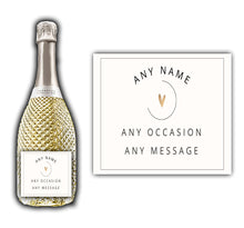 Load image into Gallery viewer, Personalised Label Sticker for Prosecco Champagne Wine Bottles Natural Colours - Any Text