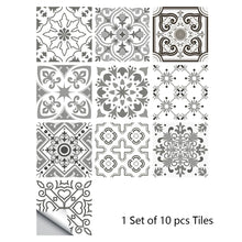Load image into Gallery viewer, 10pcs Retro Pattern Matte Surface Tiles Sticker Transfers Covers for Kitchen Bathroom Tables Floor Hard-wearing Art Wall Decals
