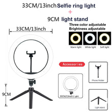 Load image into Gallery viewer, 26 33CM Video Lights Dimmable Light Selfie LED Ring Light USB Ring Lighting Lamp With Tripod Stand To Make Youtube Ringlight