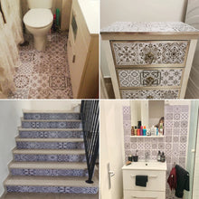 Load image into Gallery viewer, 10pcs Retro Pattern Matte Surface Tiles Sticker Transfers Covers for Kitchen Bathroom Tables Floor Hard-wearing Art Wall Decals
