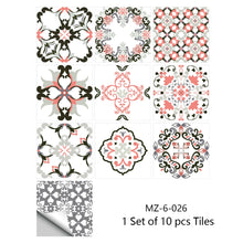 Load image into Gallery viewer, 10pcs Retro Pattern Matte Surface Tiles Sticker Transfers Covers for Kitchen Bathroom Tables Floor Hard-wearing Art Wall Decals