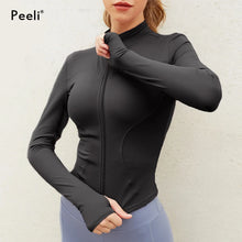 Load image into Gallery viewer, Peeli Long Sleeve Sports Jacket Women Zip Fitness Yoga Shirt Winter Warm Gym Top Activewear Running Coats Workout Clothes Woman
