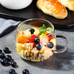 Letter Transparent Glass Cup – Creative Coffee Tea Mug with Handle, Couple Gifts