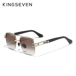 KINGSEVEN Polarized Gradient Sunglasses Men Women Semi-Rimless Square Retro Eyewear