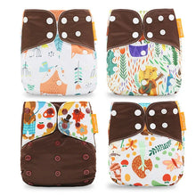 Load image into Gallery viewer, Happyflute New Desig Hot Sale 4Pcs OS Pocket Diaper Washable&amp;Reusable Absorbent Ecological Diaper Cover Adjustable Baby Nappy