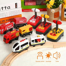 Load image into Gallery viewer, Wooden RC Train Electric Magnetic Rail Car Set for Kids - Railway Accessories