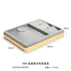 Velvet Jewelry Display Tray Box Pink Beige Gray Green Necklace Organizer