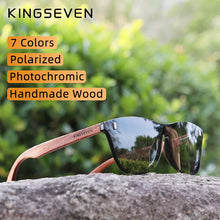 Load image into Gallery viewer, KINGSEVEN Photochromic Wooden Sunglasses Men Women Polarized Sun Glasses