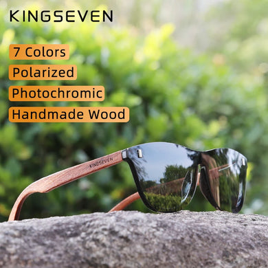 KINGSEVEN Photochromic Wooden Sunglasses Men Women Polarized Sun Glasses