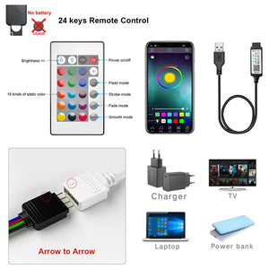 Bluetooth USB LED Strip Light: RGB Flexible Lamp for TV and Desktop