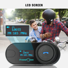 Load image into Gallery viewer, FreedConn Bluetooth Motorcycle Intercom Helmet Headset Wireless Motorbike Head Interphone LCD Screen FM Earphone