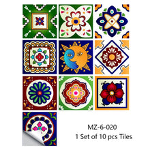 Load image into Gallery viewer, 10pcs Retro Pattern Matte Surface Tiles Sticker Transfers Covers for Kitchen Bathroom Tables Floor Hard-wearing Art Wall Decals