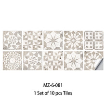 Load image into Gallery viewer, 10pcs Retro Pattern Matte Surface Tiles Sticker Transfers Covers for Kitchen Bathroom Tables Floor Hard-wearing Art Wall Decals
