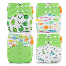 Load image into Gallery viewer, Happyflute New Desig Hot Sale 4Pcs OS Pocket Diaper Washable&amp;Reusable Absorbent Ecological Diaper Cover Adjustable Baby Nappy