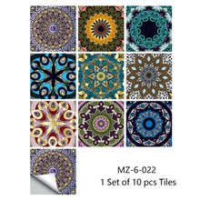 Load image into Gallery viewer, 10pcs Retro Pattern Matte Surface Tiles Sticker Transfers Covers for Kitchen Bathroom Tables Floor Hard-wearing Art Wall Decals