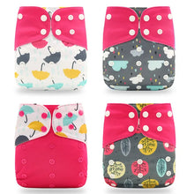 Load image into Gallery viewer, Happyflute New Desig Hot Sale 4Pcs OS Pocket Diaper Washable&amp;Reusable Absorbent Ecological Diaper Cover Adjustable Baby Nappy