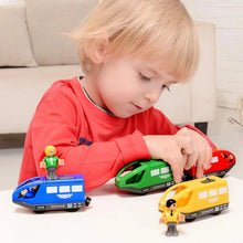 Load image into Gallery viewer, Wooden RC Train Electric Magnetic Rail Car Set for Kids - Railway Accessories