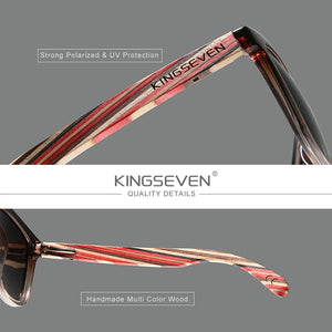 Genuine KINGSEVEN Fashion Sunglasses - Wood Frame, Gradient Lens, Trendy Oculos
