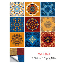 Load image into Gallery viewer, 10pcs Retro Pattern Matte Surface Tiles Sticker Transfers Covers for Kitchen Bathroom Tables Floor Hard-wearing Art Wall Decals