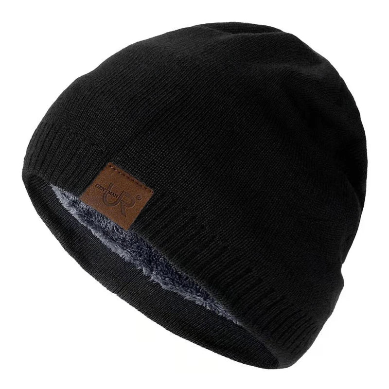 Unisex Knitted Winter Beanie Hat with Fur Lining - Warm Outdoor Sports Cap