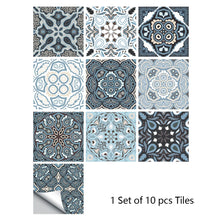 Load image into Gallery viewer, 10pcs Retro Pattern Matte Surface Tiles Sticker Transfers Covers for Kitchen Bathroom Tables Floor Hard-wearing Art Wall Decals