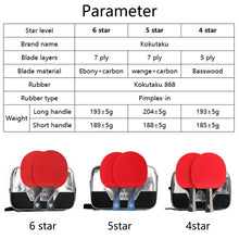 Load image into Gallery viewer, KOKUTAKU ITTF professional 4/5/6 Star ping pong racket Carbon table tennis racket bat paddle set pimples in rubber with bag