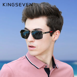 KINGSEVEN Aluminum Polarized Sunglasses - Red Design, Coating Mirror