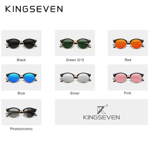 KINGSEVEN Handmade Black Walnut Sunglasses - Polarized UV400 Mirror Lens Eyewear