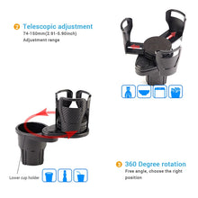Load image into Gallery viewer, SEAMETAL 2 in 1 Car Cup Holder Expander 360 Degree Adjustable Base Drink Holder Anti-Shake Stable Auto Bottle Holder Organizer