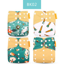 Load image into Gallery viewer, Happyflute New Desig Hot Sale 4Pcs OS Pocket Diaper Washable&amp;Reusable Absorbent Ecological Diaper Cover Adjustable Baby Nappy