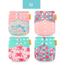 Load image into Gallery viewer, Happyflute New Desig Hot Sale 4Pcs OS Pocket Diaper Washable&amp;Reusable Absorbent Ecological Diaper Cover Adjustable Baby Nappy
