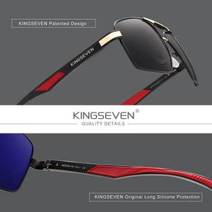 KINGSEVEN Aluminum Polarized Sunglasses - Red Design, Coating Mirror
