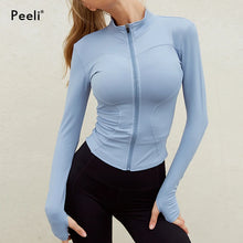 Load image into Gallery viewer, Peeli Long Sleeve Sports Jacket Women Zip Fitness Yoga Shirt Winter Warm Gym Top Activewear Running Coats Workout Clothes Woman