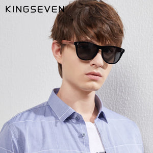 KINGSEVEN Photochromic Wooden Sunglasses Men Women Polarized Sun Glasses