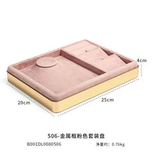 Load image into Gallery viewer, Velvet Jewelry Display Tray Box Pink Beige Gray Green Necklace Organizer