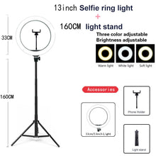 Load image into Gallery viewer, 26 33CM Video Lights Dimmable Light Selfie LED Ring Light USB Ring Lighting Lamp With Tripod Stand To Make Youtube Ringlight