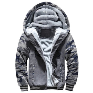 Men's Camo Winter Jacket: Thick Fleece Hooded Coat, Streetwear