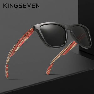Genuine KINGSEVEN Fashion Sunglasses - Wood Frame, Gradient Lens, Trendy Oculos