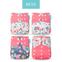 Load image into Gallery viewer, Happyflute New Desig Hot Sale 4Pcs OS Pocket Diaper Washable&amp;Reusable Absorbent Ecological Diaper Cover Adjustable Baby Nappy