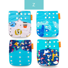 Load image into Gallery viewer, Happyflute New Desig Hot Sale 4Pcs OS Pocket Diaper Washable&amp;Reusable Absorbent Ecological Diaper Cover Adjustable Baby Nappy