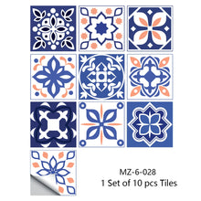 Load image into Gallery viewer, 10pcs Retro Pattern Matte Surface Tiles Sticker Transfers Covers for Kitchen Bathroom Tables Floor Hard-wearing Art Wall Decals