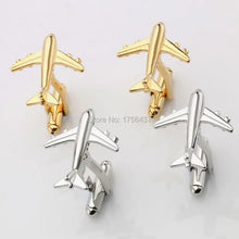 Load image into Gallery viewer, Airplane Design Cufflinks &amp; Tie Clip Set for Men – Stylish Gift Idea