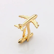 Load image into Gallery viewer, Airplane Design Cufflinks &amp; Tie Clip Set for Men – Stylish Gift Idea