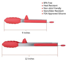 Load image into Gallery viewer, LMETJMA Heat-Resistant Stainless Steel BBQ Tongs with Silicone Tips and Stand