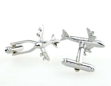 Load image into Gallery viewer, Airplane Design Cufflinks &amp; Tie Clip Set for Men – Stylish Gift Idea