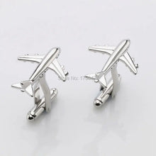 Load image into Gallery viewer, Airplane Design Cufflinks &amp; Tie Clip Set for Men – Stylish Gift Idea