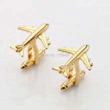 Load image into Gallery viewer, Airplane Design Cufflinks &amp; Tie Clip Set for Men – Stylish Gift Idea