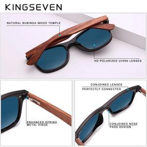 KINGSEVEN Polarized Wooden Sunglasses UV400 Fashion Eye Protection