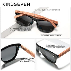 KINGSEVEN Bubinga Wooden Sunglasses - Polarized Fashion Glasses for Men/Women - Oculos de Sol